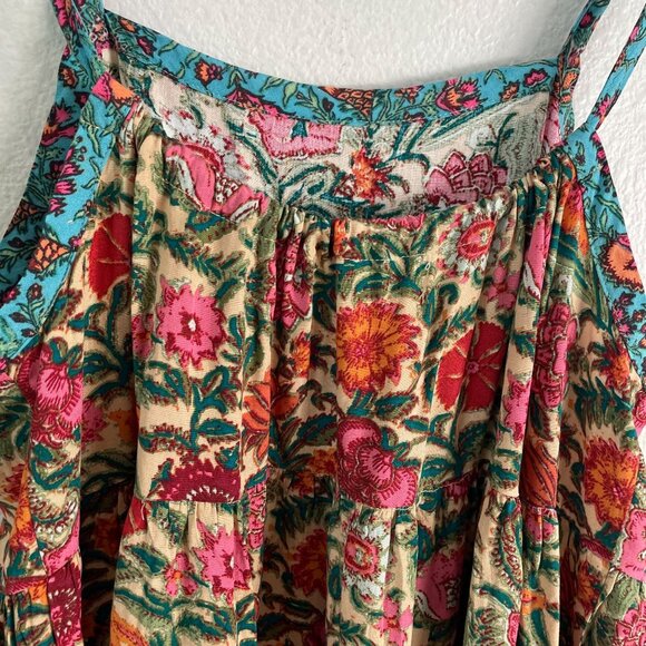 Natural Life Womens Small Floral Sleeveless Tiered Dress Square Neck - Picture 10 of 10